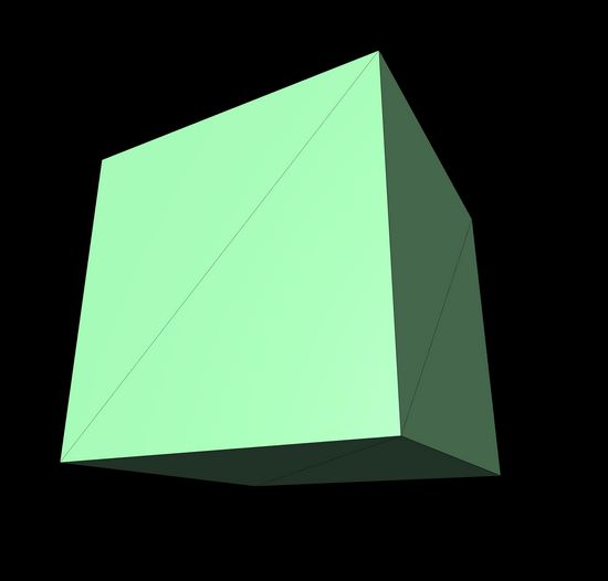 a cube where each face has one diagonal line across it