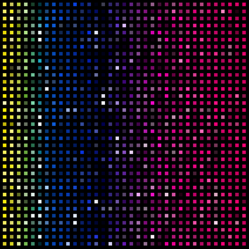 zoom in on lots of little colored squares with black background
